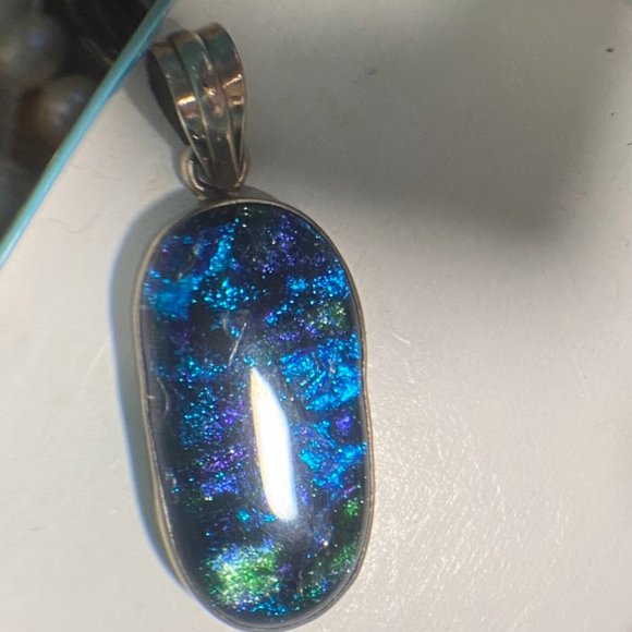 Dichroic Glass Sterling Silver Pendant - Picture 2 of 4